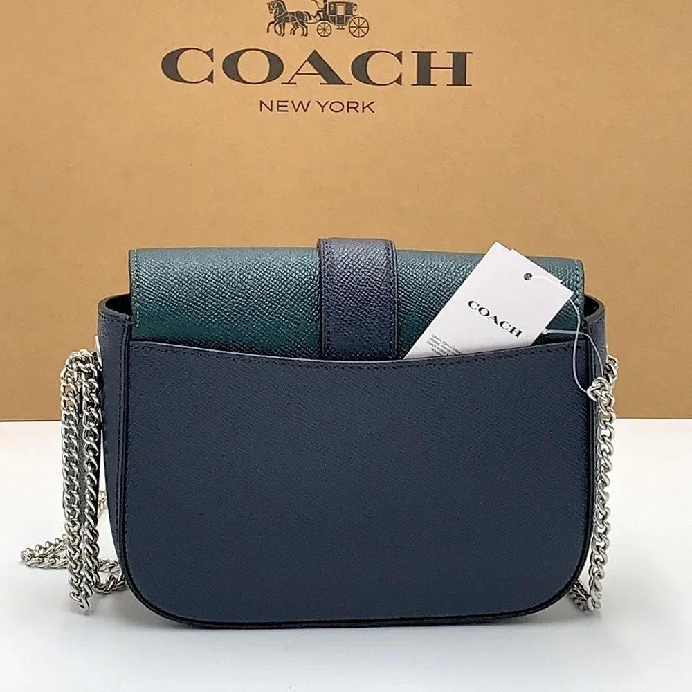 COACH Gemma Crossbody In Colorblock With Apple Buckle Forest Midnight Navy color
